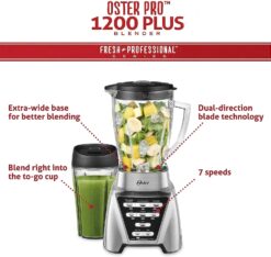 Alternative view of Oster Blender | Pro 1200 with Glass Jar, 24-Ounce Smoothie Cup, Brushed Nickel
