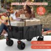 Navatiee Collapsible Folding Wagon Beach Wagon Cart Heavy Duty Foldable with Big Wheels Utility Grocery Wagon with Side Pocket and Brakes for Camping Garden Sports T1 - Image 5