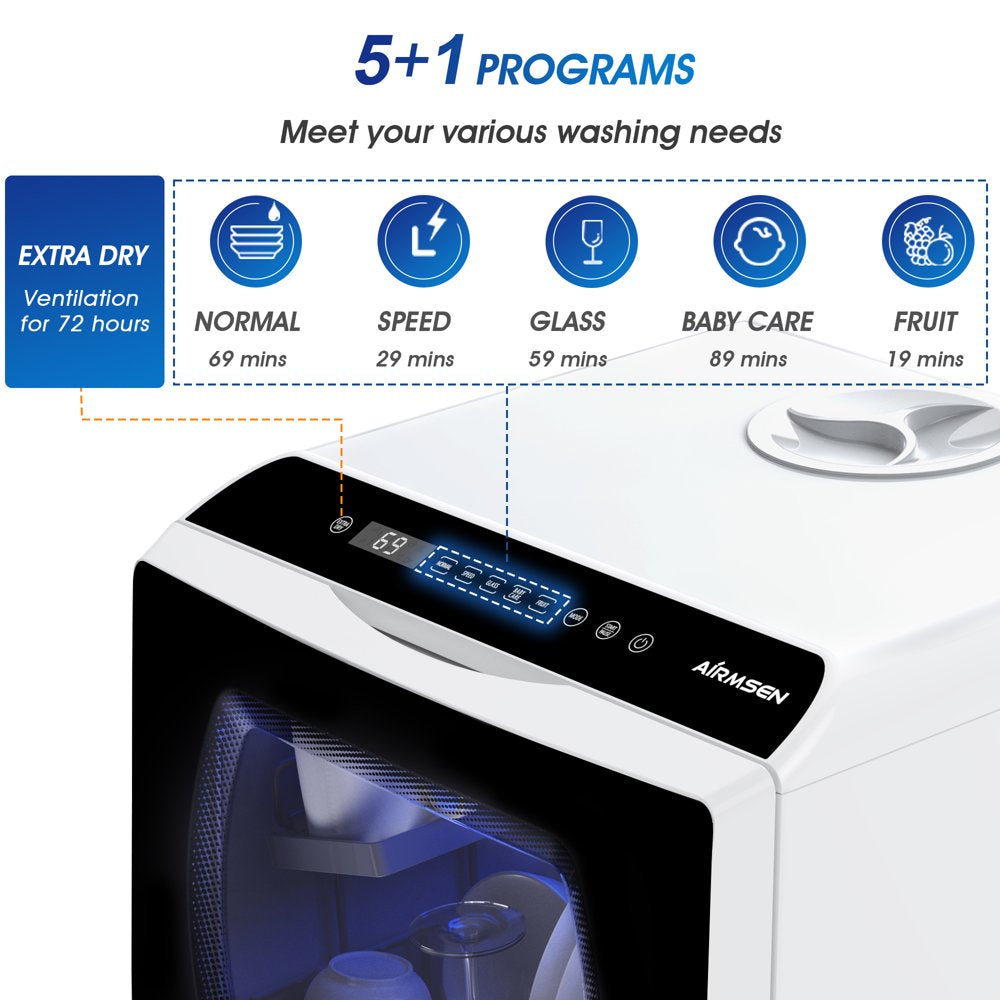 Portable Countertop Dishwasher with 5-Liter Built-In Water Tank and Air-Dry Function 5 Washing Programs - Image 4