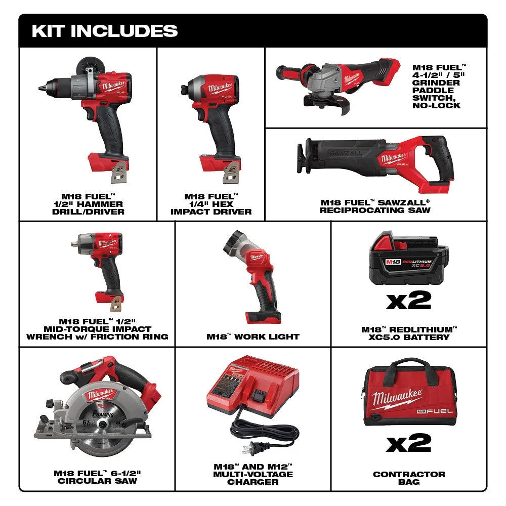 18V M18 FUEL Lithium Ion Brushless Cordless 7 Tool Combo Kit 5.0 Ah - Image 9