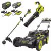 40V Brushless 20 in. Walk Behind Self Propelled Mower String Trimmer Leaf Blower with (2) Batteries and (2) Chargers - Image 7