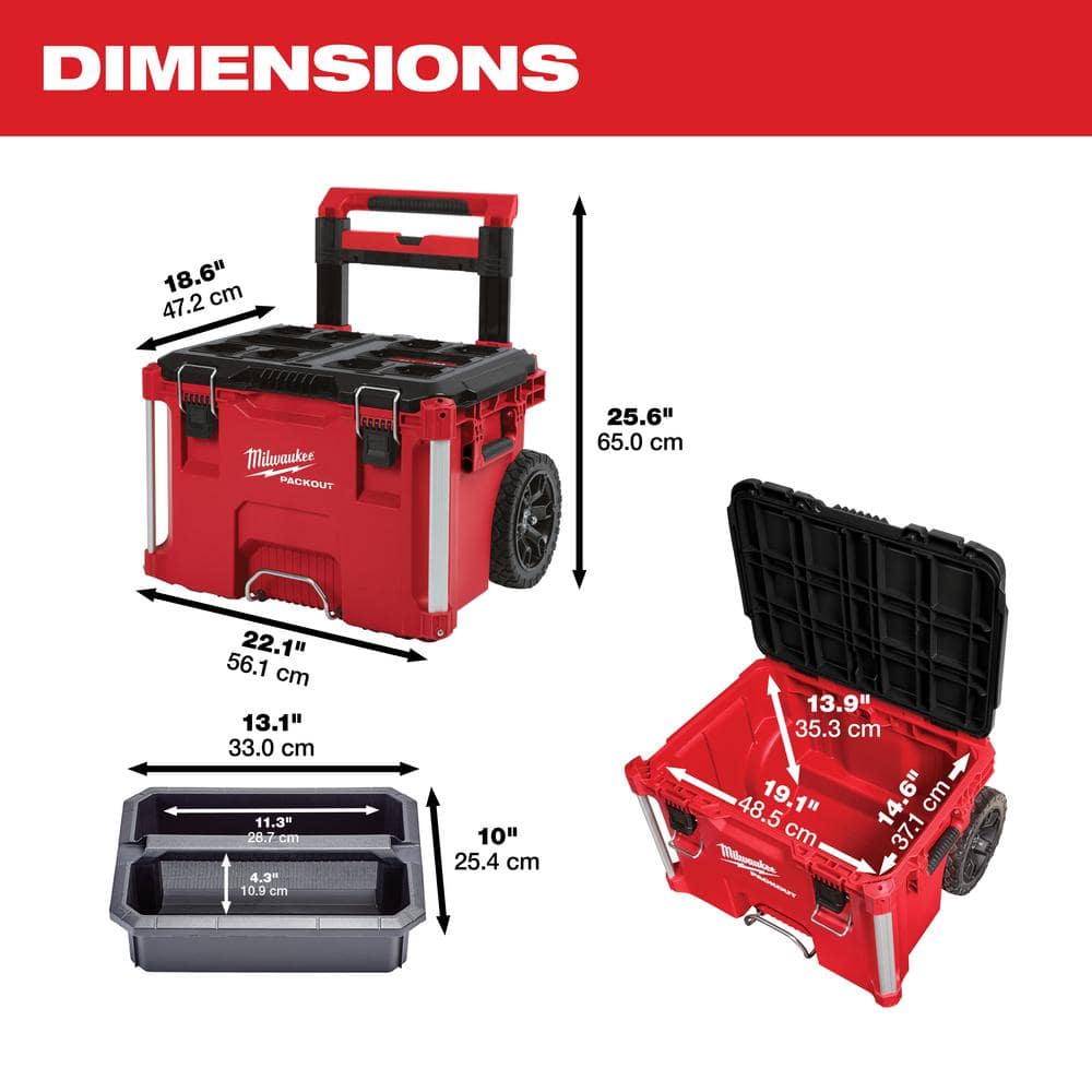 PACKOUT 22 in. Rolling Tool Box, 22 in. Large Tool Box and 22 in. Medium Tool Box 8426-8425-8424 - Image 10
