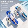 3-in-1 Outdoor Sun Tanning Lounge Chair with Face Hole 5-Position Recliner, Folding Side Table & Removable Pillow, 330lbs Capacity, Blue - Image 2