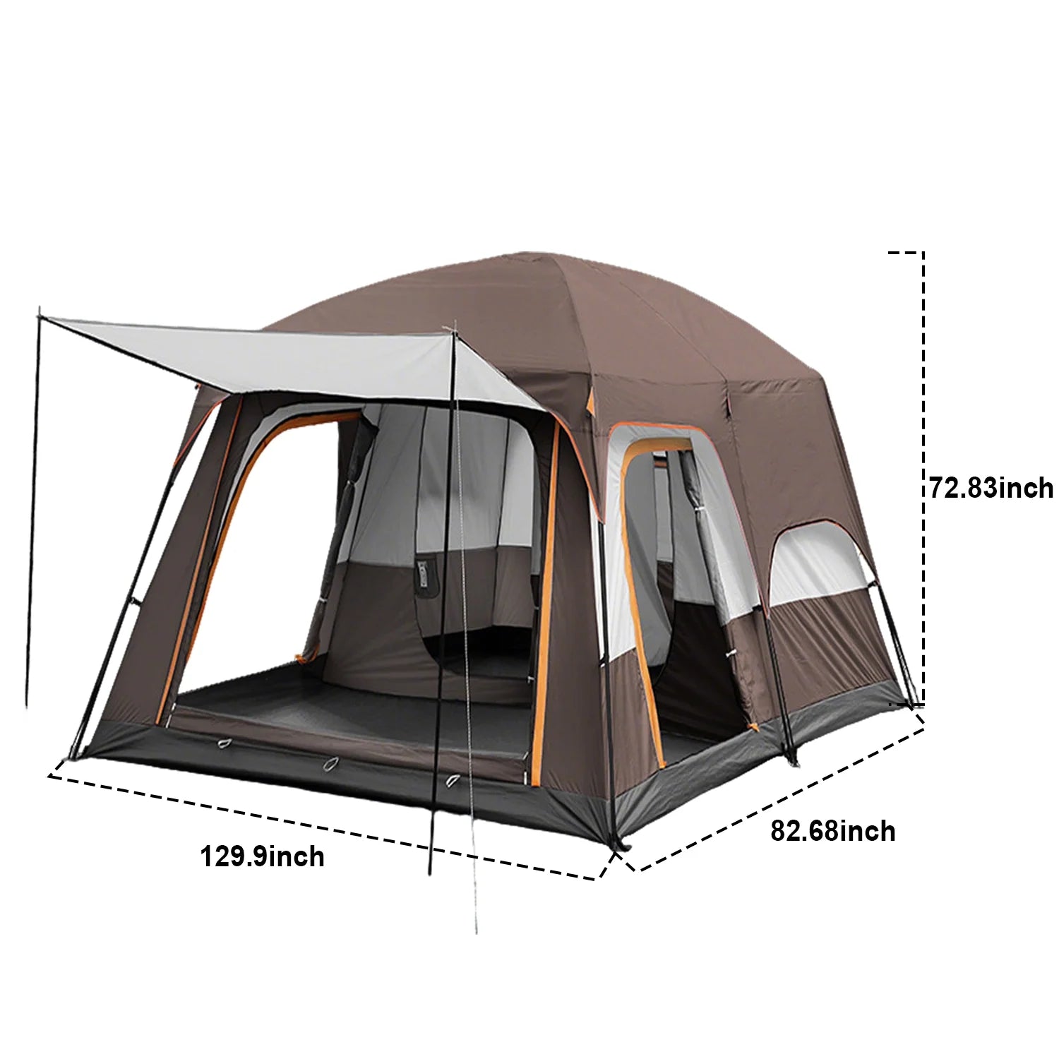KFeng 12 Person Tents for Camping - 2Rooms 3Doors&3Windows Mesh,Suitable for Outdoor/Picnic,Brown - Image 23