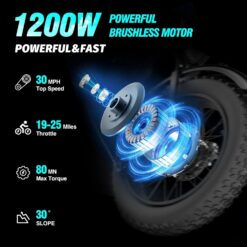 Alternative view of Electric Bike for Adults Ridstar, 1200W 30mph Moutain Bike,48V 15.6AH Battery E-Bike,20" Fat Tire Electric Motorcycle,Electric Bicycle 7 Speed Full Suspension