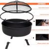 SUNCREAT 42” Patio Fire Pit Wood Burning with Mesh Spark Screen, Bonfire Outdoor firepit with Fireplace Poker, Black - Image 7