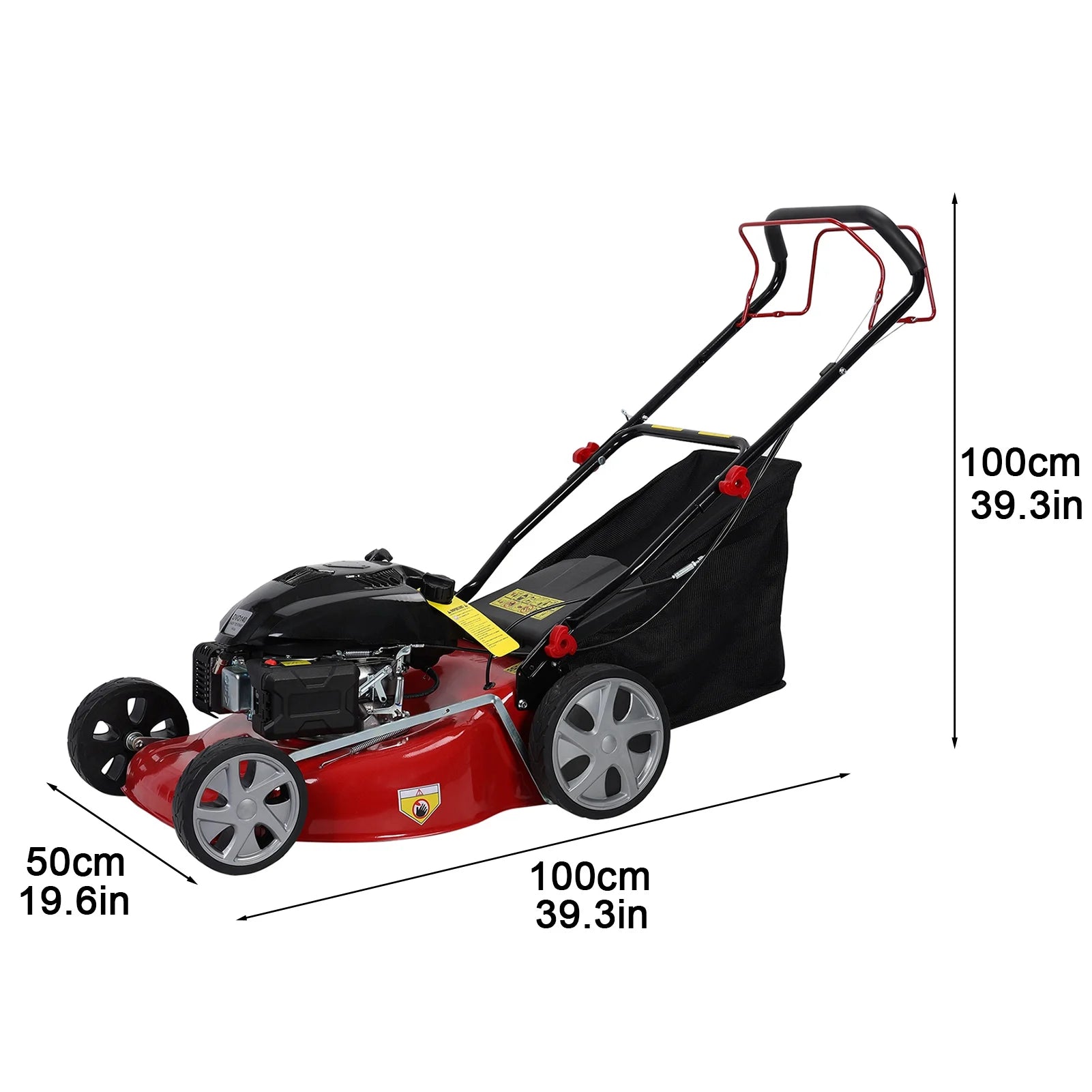 Lawn Mower, Self Propelled Lawn Mower, 141cc Gas Engine Lawn Mower, Push Lawn Mower with 50L Grass Tank, Big Wheels - Image 6