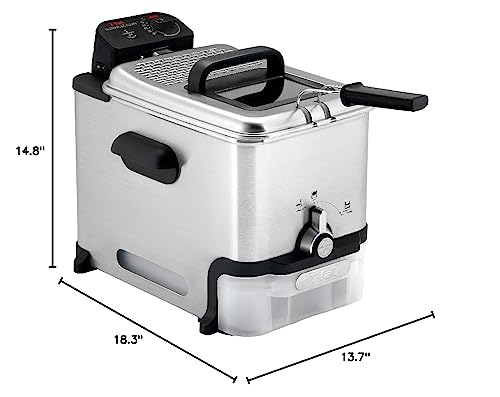T-Fal Ultimate Steel Deep Fryer with Basket 3.5 Liter Oil and 2.6 Pound Food Capacity - Image 2