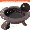 SUNCREAT 42” Patio Fire Pit Wood Burning with Mesh Spark Screen, Bonfire Outdoor firepit with Fireplace Poker, Black - Image 18