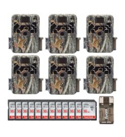 Browning Dark Ops Extreme Trail Camera Bundle, 16MP, HD Video, Camouflage, 6-Pack with 16GB SD Cards