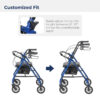Drive Medical 4-Wheel Rollator Walker, Foldable, Padded Seat & Backrest, 6-Inch Wheels, Blue - Image 7