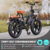 Electric Bike for Adults750W 30-70Miles 48V 15AH Removable Battery Ebike 20" x 4.0 Fat Tire Beach Commuting E-Bike 2 Seater W/Fork Suspension UL2849 - Image 7