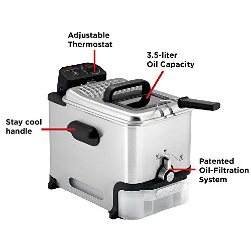 T-Fal Ultimate Steel Deep Fryer with Basket 3.5 Liter Oil and 2.6 Pound Food Capacity - Image 8