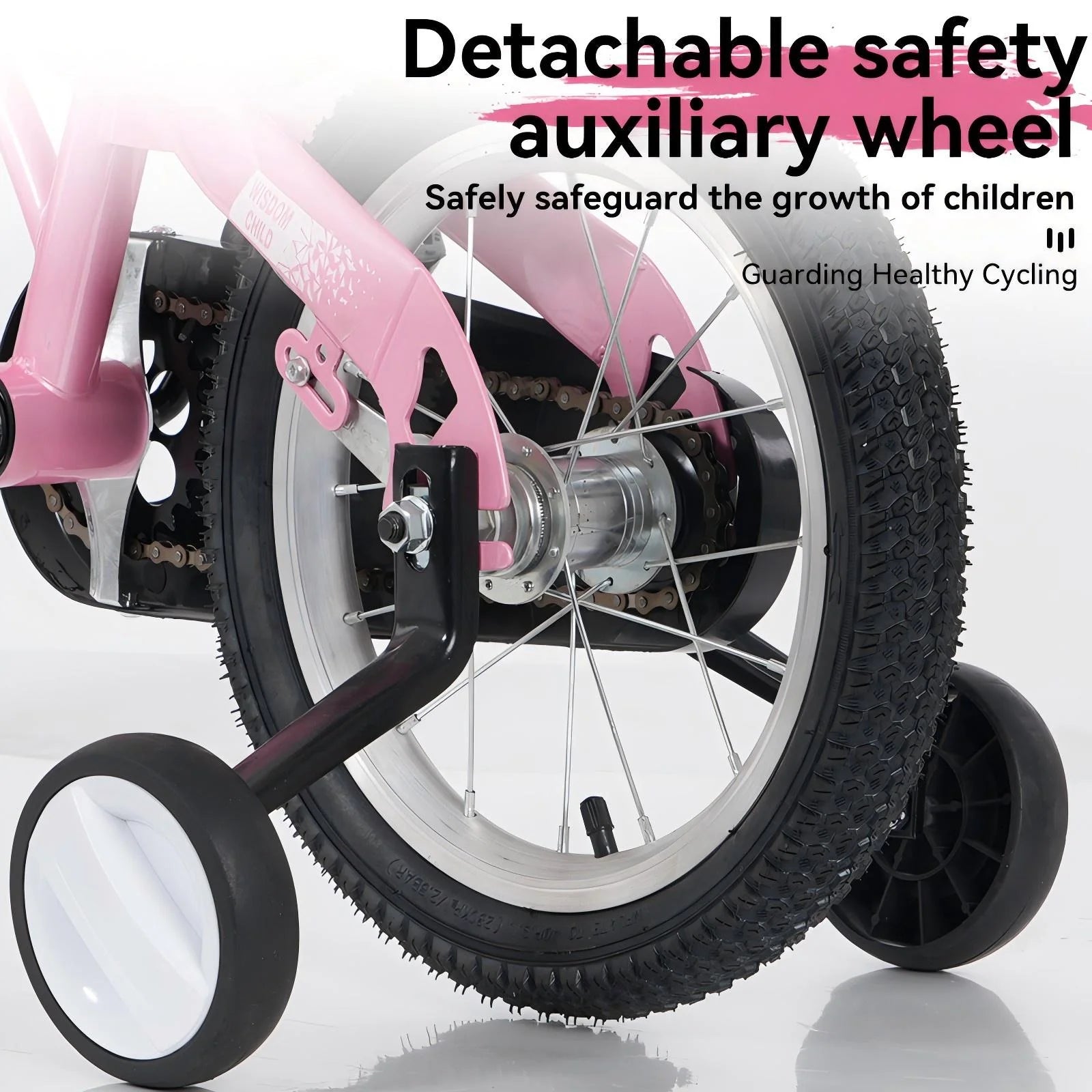 Baprem 18" Girls Bike for 5-9 Years Old Kids, Cute Kids Bike with Training Wheels, Steel Frame Sporty Children Bicycle, Pink - Image 17