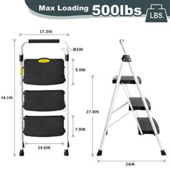 Alternative view of SocTone 3 Step Ladder, Folding Step Stool for Adults with Handle, Lightweight