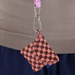 Alternative view of Baggu Puffy Recycled Nylon Earbuds Case - Pink Brown Check