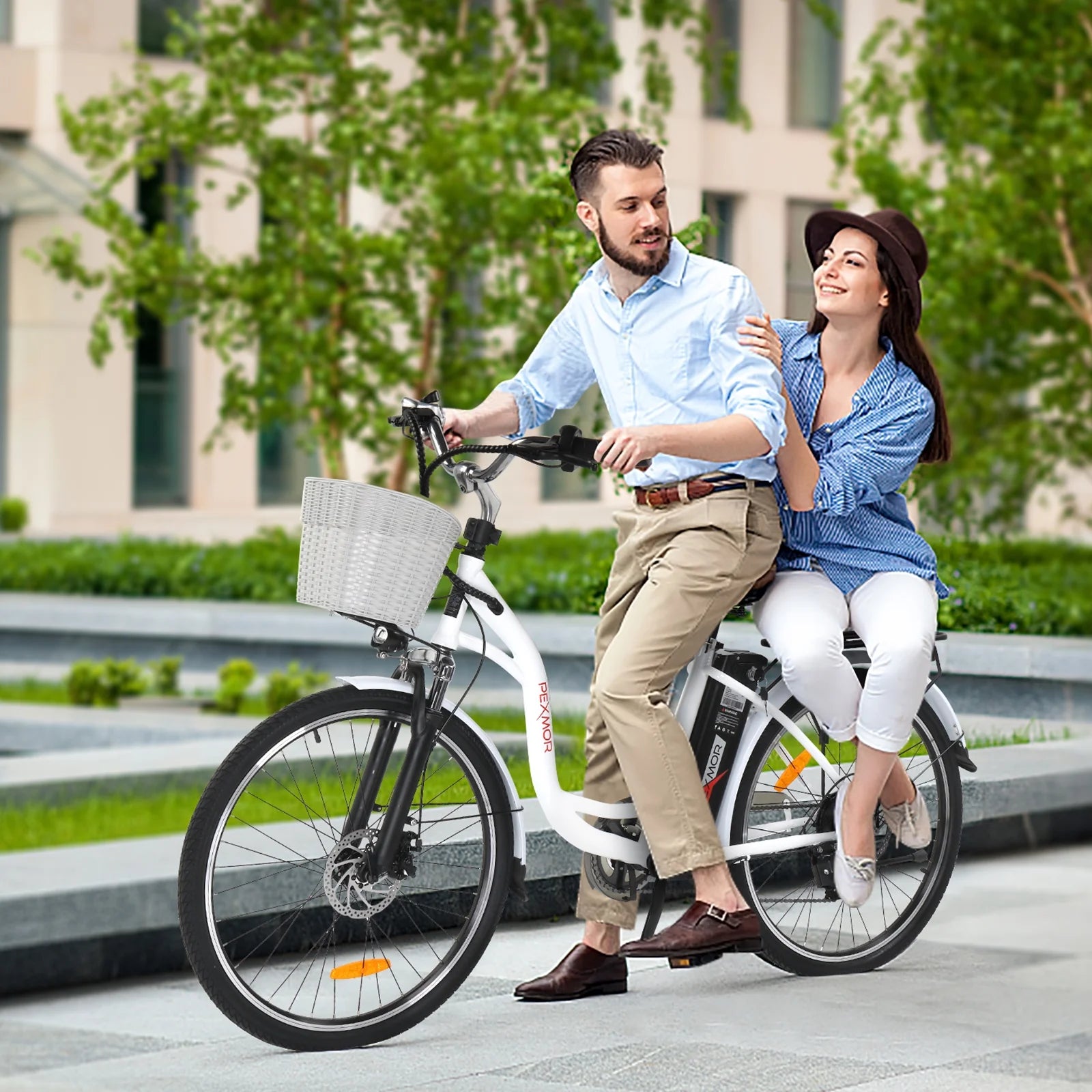 PEXMOR Electric Bike for Adults 350W (Peak 500W) City Commuter Ebike 36V 12.5AH Removable Battery 26" Cruiser Electric Bicycle Shimano 6-Speed | Dual Shock Absorber | Basket - Image 11