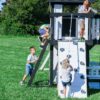 Backyard Discovery Canyon Creek Cedar Wood Swing Set with Wave Slide, Clubhouse, Play Kitchen, Picnic Area, Belt Swings, Web Swing, Rock Wall, Balconies, Playhouse, Step Ladder, Outdoor Playset - Image 18