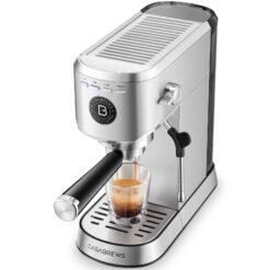 CASABREWS 5418Basic Espresso Machine with 20-Bar pressure, 34 oz Water Tank, with Milk Frother, Silver