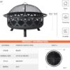 SUNCREAT 42” Patio Fire Pit Wood Burning with Mesh Spark Screen, Bonfire Outdoor firepit with Fireplace Poker, Black - Image 33
