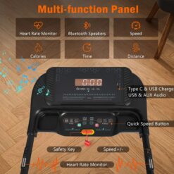 Alternative view of VLDTDRDI 500LBS 3.5HP Folding Treadmill with USB Charge Station,10Mph Electric Treadmil with Incline,Bluetooth Speaker,Device Holder and Pulse Sensor,Running Walking Exercise Machine