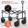 Navatiee Collapsible Folding Wagon Beach Wagon Cart Heavy Duty Foldable with Big Wheels Utility Grocery Wagon with Side Pocket and Brakes for Camping Garden Sports T1 - Image 2