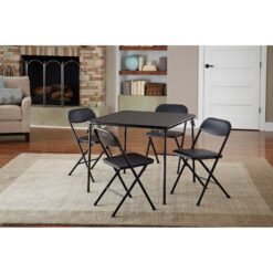 Alternative view of Cosco 5-Piece Folding Card Table Set, Black - Vinyl Seats, Easy Storage, Durable
