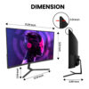 CRUA 24" Curved Gaming Monitor FHD 1080P, 180Hz, AMD FreeSync, VA Panel, HDMI/DP Ports, Black - Image 3