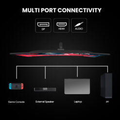 Alternative view of CRUA 24" Curved Gaming Monitor FHD 1080P, 180Hz, AMD FreeSync, VA Panel, HDMI/DP Ports, Black