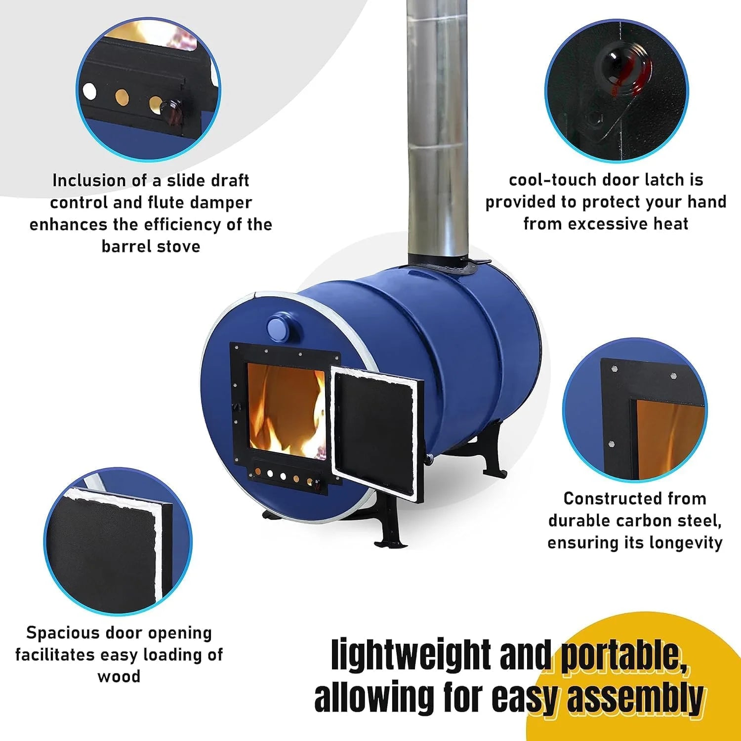 Barrel Stoves Kit C Perfect For 30-55 Gallon Drum Wood Stove Kit - Wood Burning Stove Kit Barrel Stove Door - Fire Wood Camp Stove Kit Wood Stove Kit for Emergency Heating & Cooking - Image 8