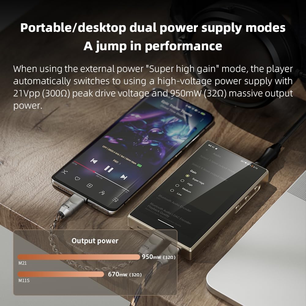 FiiO M21 Android 13 Hi-Res Music Player, Snapdragon 680, Blue-Black - Image 7