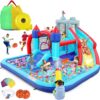 Inflatable Water Slides for Kids 8-in-1 Bounce House Water Park with 450W Blower Climbing Wall, Splash Pool, 2 Water Cannons, Basketball Hoop, Water Slide, Crocodile Sprinkler for Gift Backyard Party - Image 2