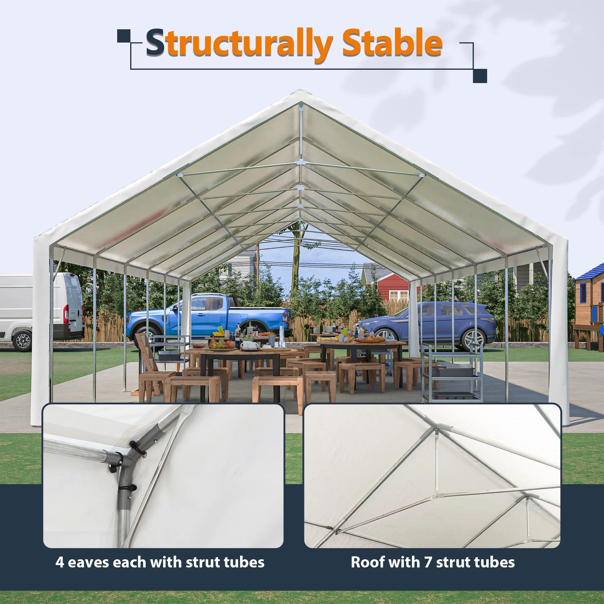 20x40 FT Heavy-Duty Party Tent with 3 Storage Bags - Large Waterproof Wedding Event Shelter for Removable Sidewalls & Zipper Door - Outdoor Commercial Tent for Parties Carport Camping BBQ Garden - Image 4