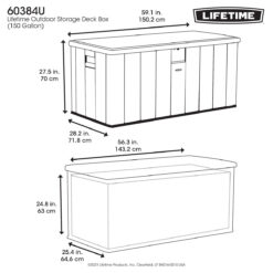 Alternative view of Lifetime 568 Litre Modern Outdoor Storage Deck Box Model 60384U