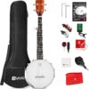 String Banjo 26 Inch MINI Travel Banjo Banjo Beginner Kit with Remo Head Open Back & Closed Solid Back with beginner Kit Comfortable Carrying Bag - Image 2