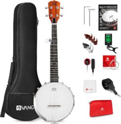 Alternative view of String Banjo 26 Inch MINI Travel Banjo Banjo Beginner Kit with Remo Head Open Back & Closed Solid Back with beginner Kit Comfortable Carrying Bag