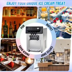 Alternative view of 2200W Commercial Ice Cream Machine, 3 Flavor Soft Serve Ice Cream Machine, 5.3-7.4 Gal/Hr, with LCD Touch Screen, Automatic Cleaning, High Productivity for Home Snack Bar & Restaurants