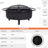 SUNCREAT 42” Patio Fire Pit Wood Burning with Mesh Spark Screen, Bonfire Outdoor firepit with Fireplace Poker, Black - Image 6