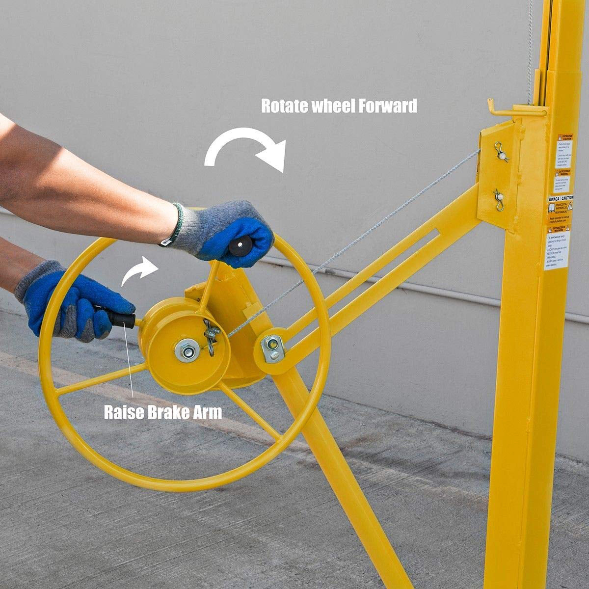 Stark USA 65044 65044 Drywall Lift 11' Yellow Rolling Sheetrock Panel Hoist Jack - Image 5