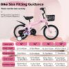 Baprem 18" Girls Bike for 5-9 Years Old Kids, Cute Kids Bike with Training Wheels, Steel Frame Sporty Children Bicycle, Pink - Image 11