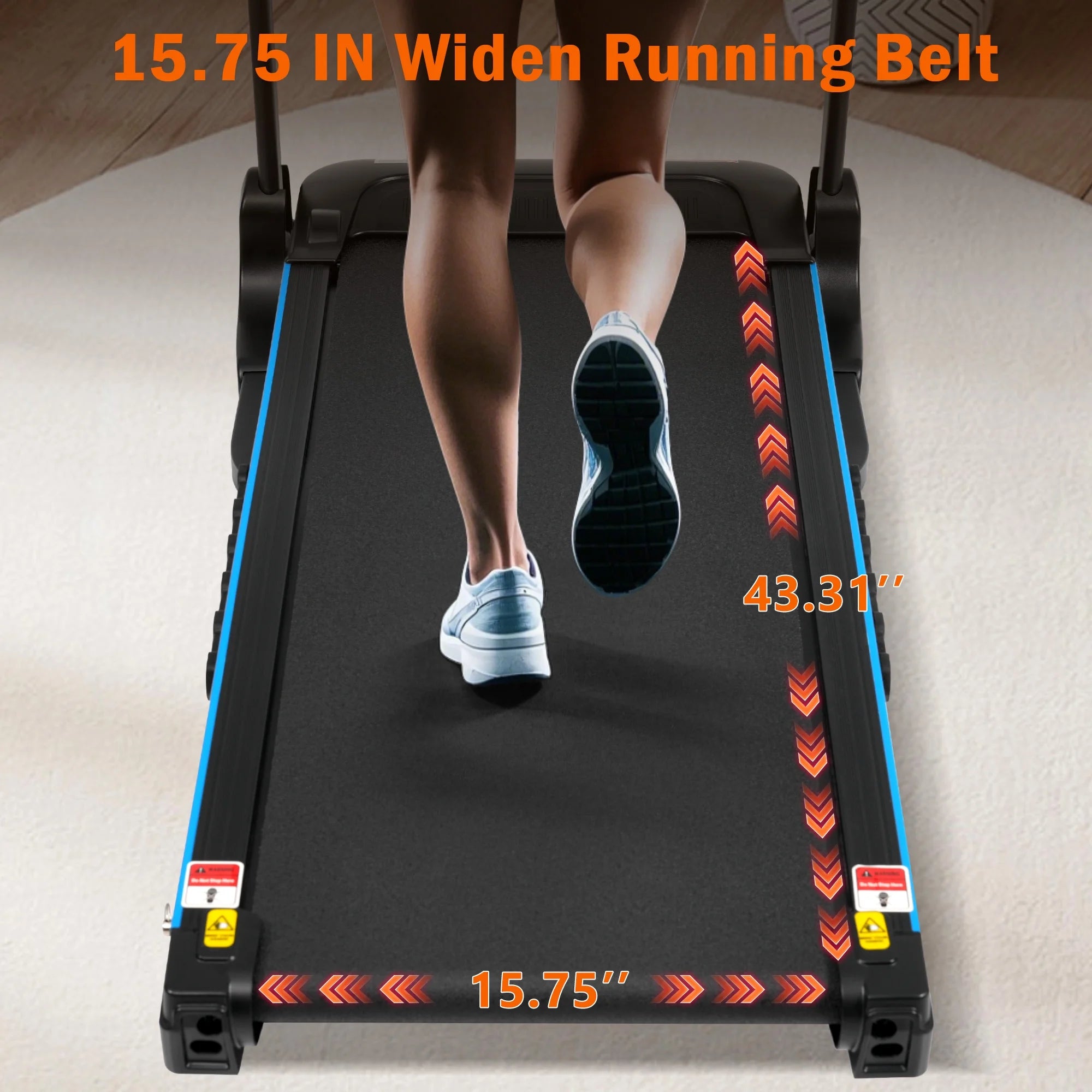 VLDTDRDI 500LBS 3.5HP Folding Treadmill with USB Charge Station,10Mph Electric Treadmil with Incline,Bluetooth Speaker,Device Holder and Pulse Sensor,Running Walking Exercise Machine - Image 3
