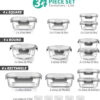 34pcs Glass Food Storage Containers with Lids Set, Airtight Meal Prep Containers (17 Containers & 17 Lids), Grey - Image 4