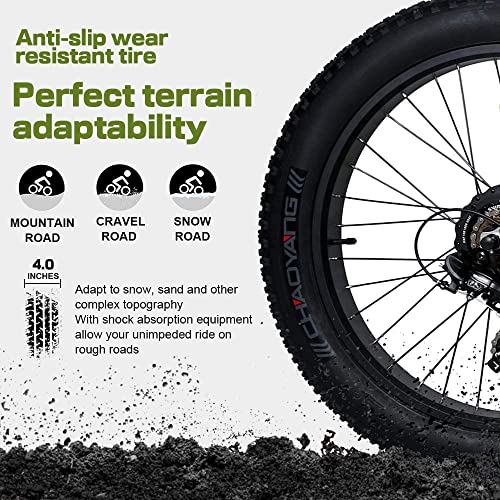 750W Electric Bike 26′′ Fat Tire Adult Electric Bicycles 48V 13AH Removable Lithium Battery Ebike with Suspension Fork Aluminium Frame Beach Snow Mountain E-Bike for Adults - Image 3