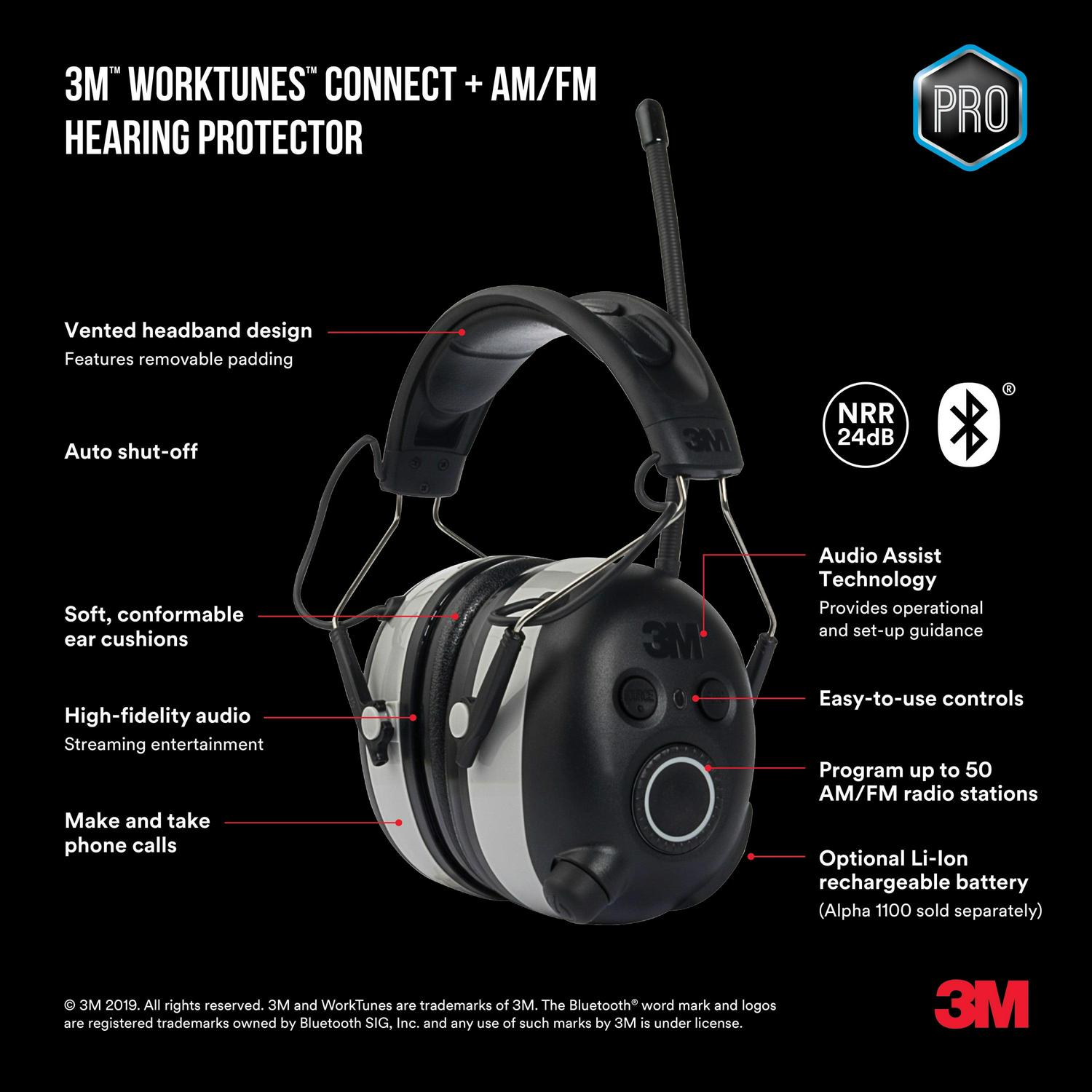 3M Worktunes Connect. AM/FM Hearing Protector. Bluetooth Technology - Image 10