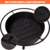 SUNCREAT 42” Patio Fire Pit Wood Burning with Mesh Spark Screen, Bonfire Outdoor firepit with Fireplace Poker, Black - Image 5