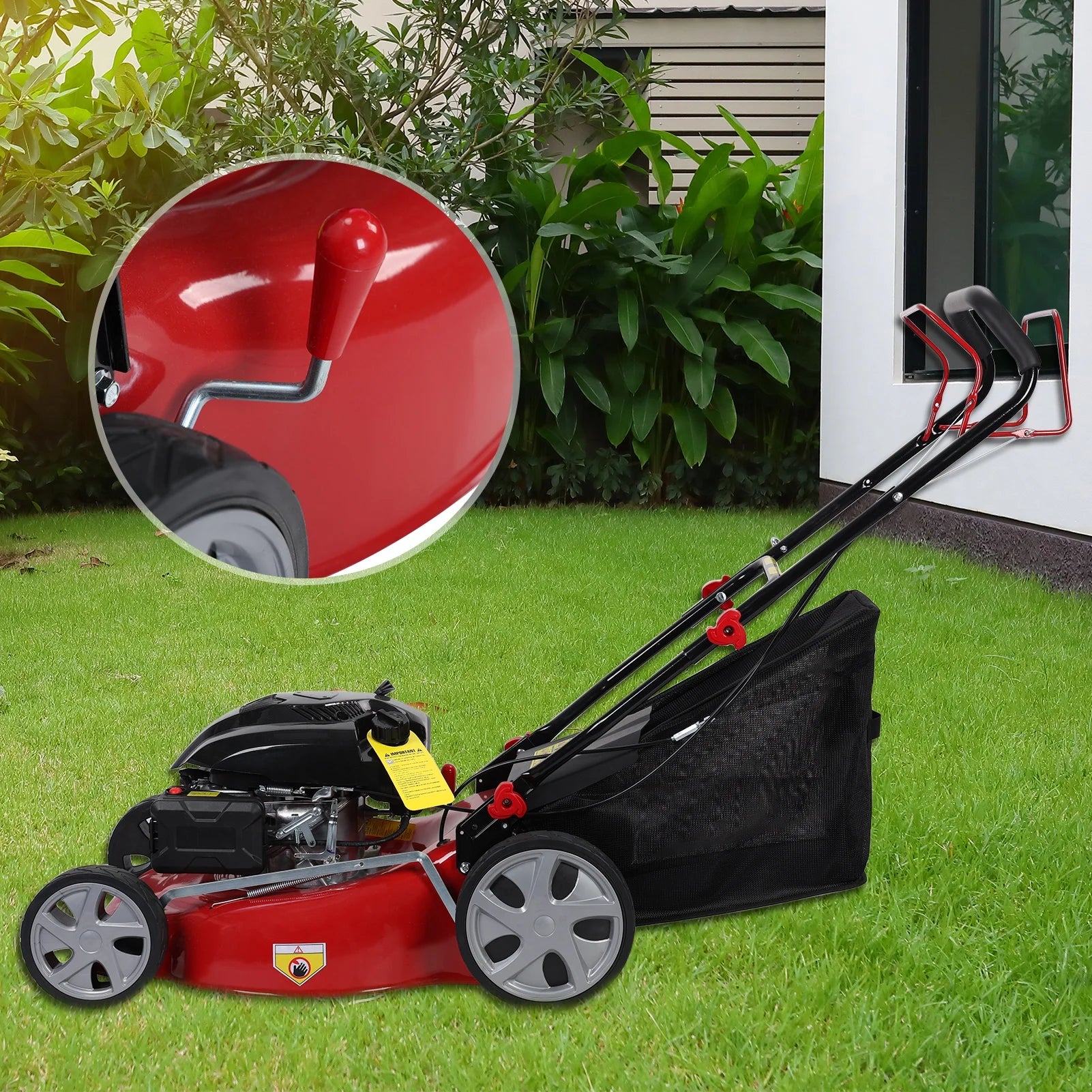 Lawn Mower, Self Propelled Lawn Mower, 141cc Gas Engine Lawn Mower, Push Lawn Mower with 50L Grass Tank, Big Wheels - Image 8