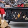 SUNCREAT 42” Patio Fire Pit Wood Burning with Mesh Spark Screen, Bonfire Outdoor firepit with Fireplace Poker, Black - Image 26