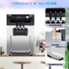 2200W Commercial Ice Cream Machine, 3 Flavor Soft Serve Ice Cream Machine, 5.3-7.4 Gal/Hr, with LCD Touch Screen, Automatic Cleaning, High Productivity for Home Snack Bar & Restaurants - Image 5