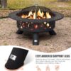 SUNCREAT 42” Patio Fire Pit Wood Burning with Mesh Spark Screen, Bonfire Outdoor firepit with Fireplace Poker, Black - Image 37