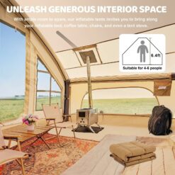 Alternative view of 6 Person Inflatable Camping Tent with Pump, 10ft x7ft Glamping Family Tent Easy Setup 4 Season Waterproof Windproof Outdoor Blow Up Tent Luxury Oxford Cabin with Mesh Windows & Doors sgtnighsdesigns
